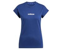 adidas Mujer Essentials Linear Cotton T-Shirt, Dark Blue/White, L