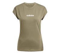 adidas Donna Essentials Linear Cotton T-Shirt, Olive strata/White, XXL
