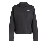 Adidas Donna Essentials Linear Fleece Polo Sweatshirt, Black/White, XXL