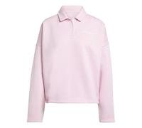 adidas Donna Essentials Linear Fleece Polo Sweatshirt, Clear Pink/White, XS