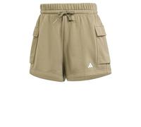 adidas Donna Essentials Small Logo French Terry Cargo Shorts, Olive Strata/White, XL