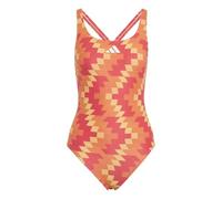 adidas Donna Football-Inspired V-Back Graphic Swimsuit, Lucid Red, 36