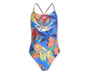 adidas Donna Mexicana Florals Tie-Back Swimsuit, Glory Blue/White, 42