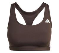 adidas Donna Optime Essentials Workout 3-Stripes Medium Support Bra, Aurora Coffee Met./White, S