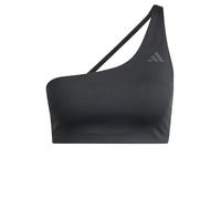 adidas Donna Optime Workout Rib One Shoulder Light Support Bra, Black, XL