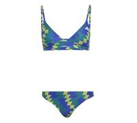 adidas Donna Padded Football-Inspired 2-Way Strap Triangle Bikini Set, Lucid Blue/Bold Green, 44