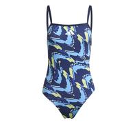 adidas Donna RIPSTREAM Team THINSTRAPS V-Back Graphic Swimsuit, Dark Blue/Semi Blue Burst, 46