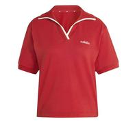 adidas Donna Seasonal Essentials Colorpop Polo with Embroidered Graphic, Active Maroon/Off White, XXS
