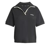 adidas Donna Seasonal Essentials Colorpop Polo with Embroidered Graphic, Black/Off White, XL