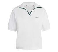 adidas Donna Seasonal Essentials Colorpop Polo with Embroidered Graphic, White/Collegiate Green, M