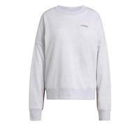 adidas Donna Seasonal Essentials Colorpop Sweatshirt with Embroidered Graphic, Light Grey Heather/Active Maroon, S