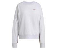 adidas Donna Seasonal Essentials Colorpop Sweatshirt with Embroidered Graphic, Light Grey Heather/Active Maroon, XXL