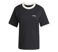 adidas Donna Seasonal Essentials Colorpop T-Shirt with Embroidered Graphic, Black/Off White, S