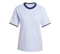 adidas Donna Seasonal Essentials Colorpop T-Shirt with Embroidered Graphic, Crystal Sky/White, L