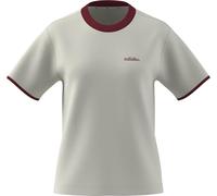 adidas Donna Seasonal Essentials Colorpop T-Shirt with Embroidered Graphic, Off White/Active Maroon, S