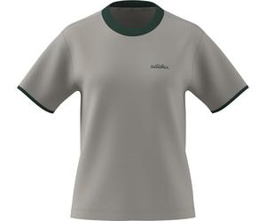 adidas Donna Seasonal Essentials Colorpop T-Shirt with Embroidered Graphic, Wonder Alumina/Collegiate Green, L