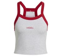 adidas Donna Seasonal Essentials Colorpop Tank with Embroidered Graphic, Light Grey Heather/Active Maroon, M