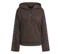 adidas Donna Seasonal Essentials Leopard Print French Terry Hoodie with 3-Stripes, Aurora Coffee/Multicolor, L