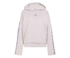 adidas Donna Seasonal Essentials Leopard Print French Terry Hoodie with 3-Stripes, Ice Purple/Multicolor, S