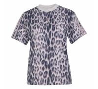 adidas Donna Seasonal Essentials Leopard Print T-Shirt with 3-Stripes, Multicolor/Ice Purple, XL