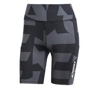adidas Donna Terrex Multi 8inch Printed Tight Shorts, Carbon/Black/Black/Black, S
