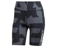 adidas Donna Terrex Multi 8inch Printed Tight Shorts, Carbon/Black/Black/Black, XL