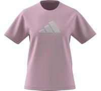 adidas Donna Textured Gingham Big Logo Graphic T-Shirt, Clear Pink, M