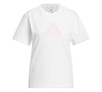 adidas Donna Textured Gingham Big Logo Graphic T-Shirt, White, L