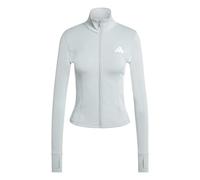 adidas Donna Workout Essentials 3-Stripes Zip Through Jacket, Wonder Sage/White, L