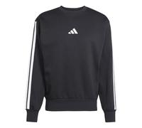adidas Hombre Essential Three Stripes Fleece Sweatshirt, Black/White, S