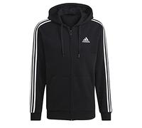 adidas Essentials Fleece 3-Stripes Full-Zip Hoodie Sweatshirt, Hombre, Black, L