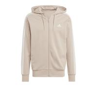 adidas Essentials French Terry 3-stripes Full-zip Hoodie, Sudadera con capucha Hombre, Wonder Taupe / White, S