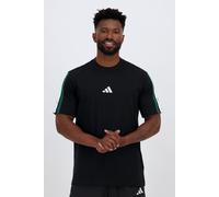 adidas Uomo Essentials Three Stripes Single Jersey tee, Black/Team Dark Green/White/Better Scarlet, M