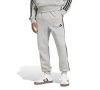 adidas Essentials - Pantalón polar de 3 bandas para hombre, color gris jaspeado y negro, talla L