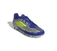 adidas F50 Club Football Boots FG/MG, Botas de fútbol Unisex Adulto, Silver Met./Solar Yellow/Lucid Blue, 43 1/3 EU