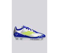 Adidas - Bota de fútbol F50 Club FG/MG Niño Messi, Unisex, Silver Met-Solar Yellow-Lucid Blue, 5,5 UK
