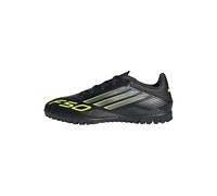 adidas F50 Club Turf Football Boots, Botas de fútbol Unisex Adulto, Core Black/Iron Met./Lucid Lemon, 40 2/3 EU