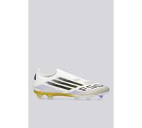 adidas Unisex Bota de fútbol F50 League Laceless césped natural seco/multisuperficie, Cloud White/Core Black/Gold Metallic, 41 1/3