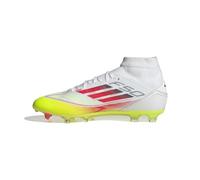 adidas F50 League Mid Football Boots FG/MG Women, Botas de fútbol Mujer, Cloud White/Lucid Red/Solar Yellow, 40 2/3 EU