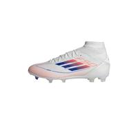 adidas F50 League Mid Football Boots Firm Ground, Botas de fútbol Mujer, Cloud White/Lucid Blue/Solar Red, 38 EU