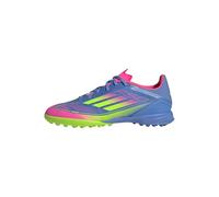 adidas F50 League Turf Soccer Zapatillas de fútbol para Niños, Unisex, Blue Fusion/Lucid Lemon/Lucid Pink, 11.5 Little Kid