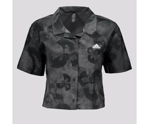 adidas Floral Graphic Crop Woven Polo Shirt Camisa Mujer