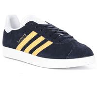 Adidas Gazelle 3 Stripes Logo 90s Suede Mujeres Trainer En Navy Yellow UK 3 - 6
