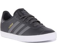 ADIDAS Gazelle J Estilo Retro Cuero Zapatillas Zapatos de Niño en Negro Ru 3-6