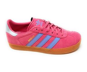 adidas Gazelle - Zapatillas de tenis fucsia con 3 bandas lila, clásicas de piel de ante, fucsia, 39 1/3 EU