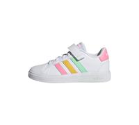 adidas Grand Court Court Elastic Lace and Top Strap Shoes, Zapatillas de Tenis Unisex niños, Cloud White Pulse Mint Beam Pink, 35 EU
