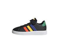 adidas Grand Court Court Elastic Lace And Top Strap Shoes, Zapatillas de tenis Unisex niños, Core Black Lucid Blue Court Green, 34 EU