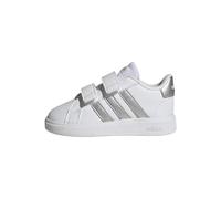 adidas Grand Court Lifestyle Hook and Loop Shoes, Zapatillas de Tenis Unisex bebé, White/Matte Silver/Matte Silver, 21 EU