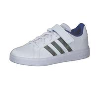 adidas Grand Lifestyle Court Elastic Lace and Top Strap Shoes, Zapatillas de Tenis, Cloud White/Green Oxide/Royal Blue, 28 EU