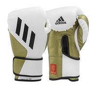 adidas Guantes de Boxeo Speed Tilt 350 Velcro - 12 oz, Color: Blanco/Dorado - con innovadora tecnología Tilt® - los Primeros Guantes de Boxeo 100% sostenibles de Piel de Cactus